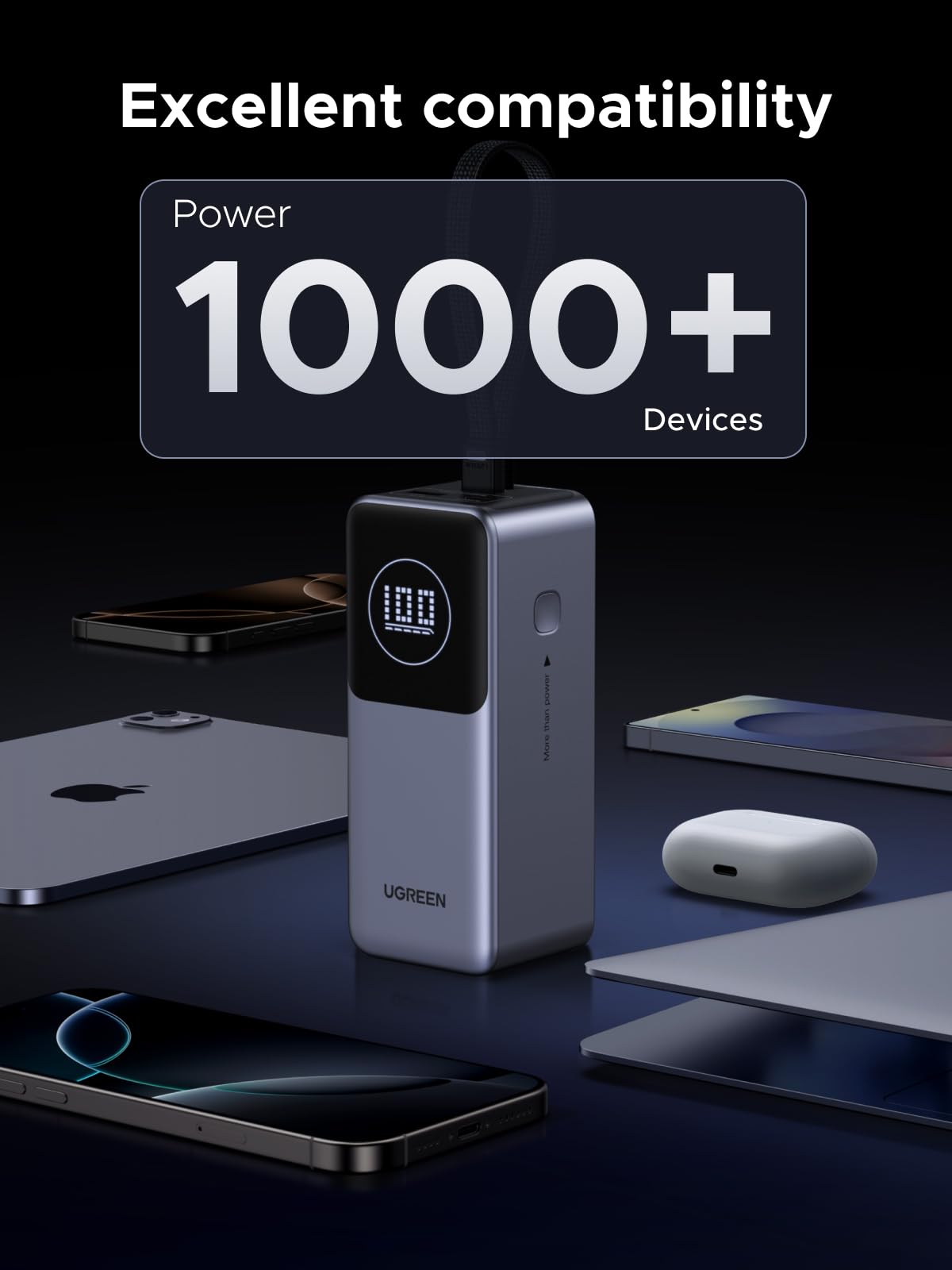 UGREEN Nexode Power Bank 20000mAh 130W with Built-in USB-C Cable