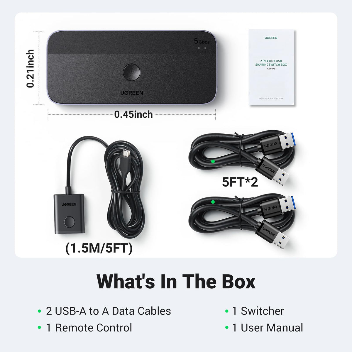 UGREEN USB 3.0 Switch 2 Computers Sharing USB C & A Devices